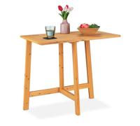 Relaxdays Table rectangulaire Pliante, Bois, terrasse, extérieur, Balcon, Jardin, Pliable, HLP: 73x80x50 cm, Naturel