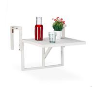 Relaxdays Table Repliable en Bois pour Balcon, à Suspendre, Hauteur Variable, HLP : 55x70x65 cm, Bois de Sapin, Blanc