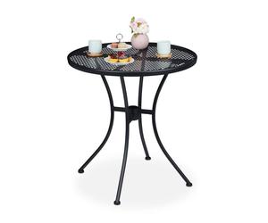 Relaxdays Table ronde de jardin en noir