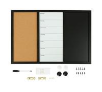 Relaxdays Tableau 3-en-1 Blanc, liège, Ardoise, Accessoires, magnétique, 40 x 60 cm, Multicolore