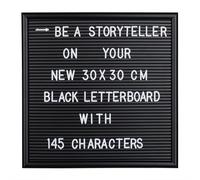 Relaxdays Tableau à Lettres, 145 Signes, Chiffres, caractères spéciaux, 30 x 30 cm, Panneau à rainures, Plastique, Noir