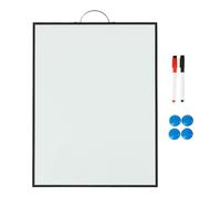 Relaxdays Tableau Blanc magnétique à Suspendre avec 2 stylos, 4 aimants, Tableau magnétique, H x l : 40 x 30 cm, Blanc/Noir