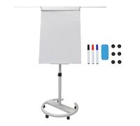 Relaxdays Tableau Blanc magnétique, Hauteur réglable, roulettes, Cadre en alu, 200 x 70 cm