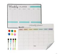 Relaxdays Tableau blanc magnétique pour réfrigérateur agenda hebdomadaire et mensuel effaçable 4 stylos 6 aimants