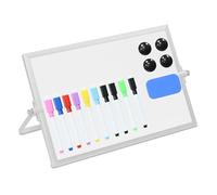 Relaxdays Tableau Blanc magnétique Rotatif à 360° avec stylos, aimants, éponge, Tableau magnétique, 20 x 30 cm, Blanc/argenté