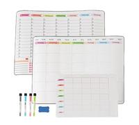 Relaxdays Tableau Blanc pour réfrigérateur, Set de 3, planificateur hebdomadaire, mensuel et des Repas, A3 et A4, Blanc