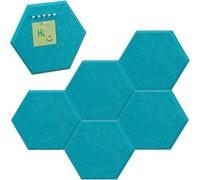 relaxdays Tableau d'affichage en feutre bleu Hexagones, lot de 6