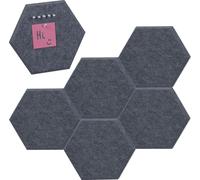 relaxdays Tableau d'affichage en feutre gris Hexagones, lot de 6