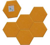 relaxdays Tableau d'affichage en feutre jaune Hexagones, lot de 6