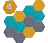 relaxdays Tableau d'affichage en feutre multicolore hexagones, lot de 12
