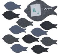 relaxdays Tableau d'affichage en feutre multicolore Poissons, lot de 12