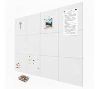Relaxdays Tableau en Feutre 12 pièces carrés Autocollants 30×30×0,9 cm Mural avec punaises incluses Blanc