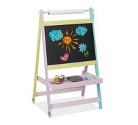 Relaxdays Tableau pour Enfants Deux en Un, 90 x 56 x 42 cm, Rouleau de Papier, Craie, Dessin, Dimensions, Multicolore