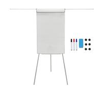 Relaxdays Tableau Flipchart magnétique Ajustable en Hauteur trépied Porte-marqueurs Aluminium Blanc 100 x 70 cm
