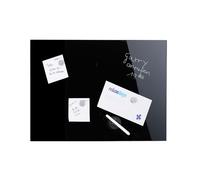 Relaxdays 10022749_799 Tableau magnétique 100 x 60 cm, panneau d’affichage, pense-bête, 3 aimants, verre, noir