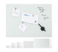 Relaxdays Tableau mémo magnétique, Verre de Protection, Panneau Pense-bête, 3 aimants, 80 x 50 cm, Blanc