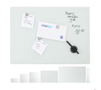 Relaxdays Tableau mémo magnétique, Verre Protecteur, Panneau Pense-bête, 3 aimants, 80 x 50 cm, blanc