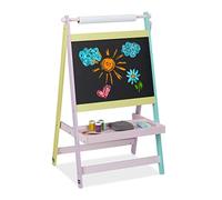 Relaxdays Tableau pour Enfants Deux en Un, 90 x 56 x 42 cm, Rouleau de Papier, Craie, Dessin, Dimensions, Multicolore
