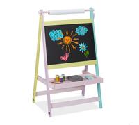 Relaxdays Tableau pour Enfants Deux en Un, 90 x 56 x 42 cm, Rouleau de Papier, Craie, Dessin, Dimensions, Multicolore