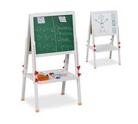 Relaxdays Tableau Pratique pour Votre Enfant, réglable en Hauteur, magnétique, HLP : 81-104 x 45 x 42 cm, Blanc