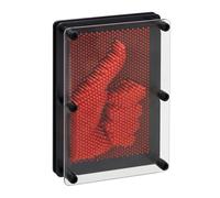 Relaxdays Jeu 3D Pin Art, rétro, Planche à Clous pour Enfants, 13 x 18 cm, Impression 3D, décoratif, Rouge