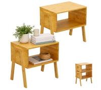 Relaxdays Lot 2 tables de chevet bambou empilables