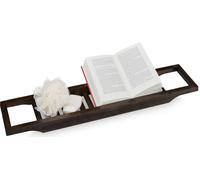 relaxdays Tablette de bain en bambou brun foncé