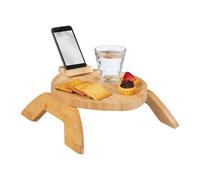 Relaxdays Support pour accoudoir, Bambou, Plateau avec Encoche pour Portable, L x P: 25 x 30 cm, pour Boissons, Nature