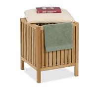 Relaxdays Tabouret avec Rangement, capacité : 30 litres, H x L x P : 51 x 38 x 38 cm, Nature et Beige