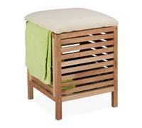 Relaxdays Tabouret avec rangement en bois & mousse