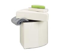 Relaxdays Tabouret avec rangement pouf pliant pliable rembourré couvercle repose-pieds HxlxP: 38 x 38 x 38 cm, blanc