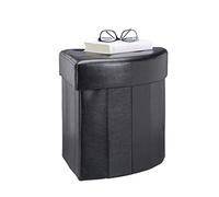 Relaxdays Tabouret avec Rangement Pouf Pliant Pliable rembourré Couvercle Repose-Pieds HxlxP: 38 x 38 x 38 cm, Noir
