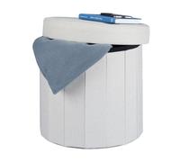 Relaxdays Tabouret avec rangement pouf rond pliant pliable rembourré couvercle repose-pieds HxlxP: 38x38x38 cm, crème