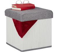 relaxdays Tabouret blanc avec espace de rangement