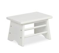 Relaxdays Tabouret blanc en bambou