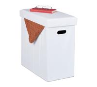 Relaxdays Tabouret de Rangement, rembourré, Pouf Pliable, Salon, entrée, HxLxP : 49 x 48,5 x 27 cm, Blanc