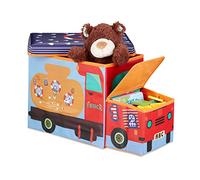 Relaxdays Tabouret Coffre à Jouets boîte à Jouets Couvercle Pouf Enfant Pliable Auto Voiture 50 litres