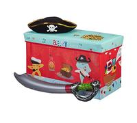 Relaxdays Tabouret Coffre boîte à Jouets Couvercle Pouf Enfant Pliable Rangement Pirate 50L, Rouge, 36 x 60,5 x 30,5 cm