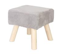 Tabouret Relaxdays en Velours côtelé, Pieds en Bois, rembourré, H x L x P : 30 x 30 x 30 cm, carré, Gris Clair/Nature