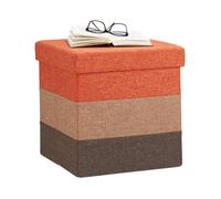 Relaxdays Tabouret cube carré pliant coffre de rangement pliable pouf rayé tricolore HxlxP: 38 x 38 x 38cm, orange brun