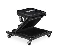 Relaxdays Tabouret d'atelier 2 en 1, Chariot de mécanicien, Pliable, Roues pivotantes à 360°, siège Garage, Acier, Noir