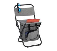 Relaxdays Tabouret de Camping avec Poche, Pliant, avec Dossier, pêche, Jardin, Chaise à Transporter, 60x35x35 cm, Gris