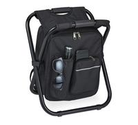 relaxdays Tabouret de Camping avec Poche, Pliant, transportable, léger, 42x35x29 cm, siège à Porter, Polyester, Noir