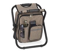 relaxdays Tabouret de Camping avec Poche, Pliant, transportable, léger, 42x35x29 cm, siège à Porter, Polyester, Beige