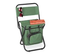 relaxdays Tabouret de Camping avec Poche, Pliant, sans Dossier, pêche, Jardin, Chaise à Transporter, 60x35x35 cm, Vert