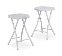 Relaxdays Tabouret De Jardin Bastian Pliant Optique Rotin Balcon Terrasse Rond Blanc