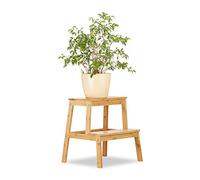 Relaxdays Tabouret de jardin en bambou avec 2 niveaux Aspect naturel Hauteur 47 x 42 x 42 cm