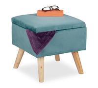 Relaxdays Tabouret de rangement en velours