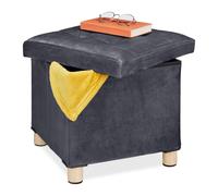 Relaxdays Tabouret de rangement en velours
