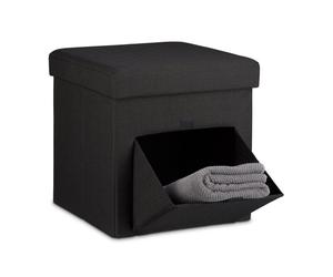 Relaxdays Tabouret de rangement pliant en lin